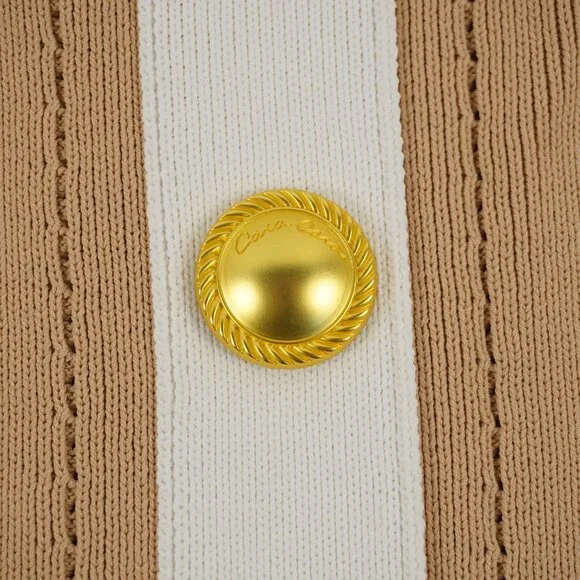 Cara Cara Aurora Two-Tone Striped Midi Dress In Tan Ivory Size Large (NWD) - Picture 5 of 11